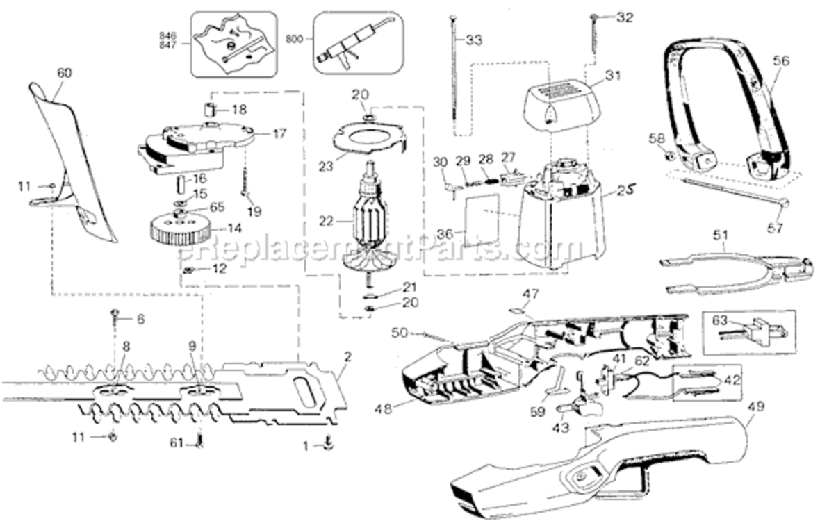 Page A Diagram and Parts List for 8124 Type 7 Black and Decker Hedge Trimmer